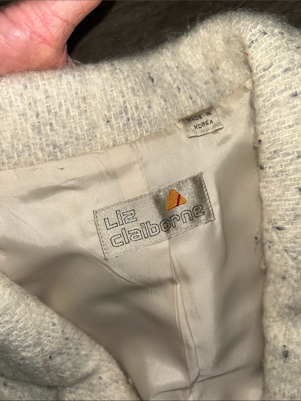 Vintage Liz Claiborne Wool Blazer Jacket Size 10 Ivory Speckled Made in Korea - Picture 3 of 10
